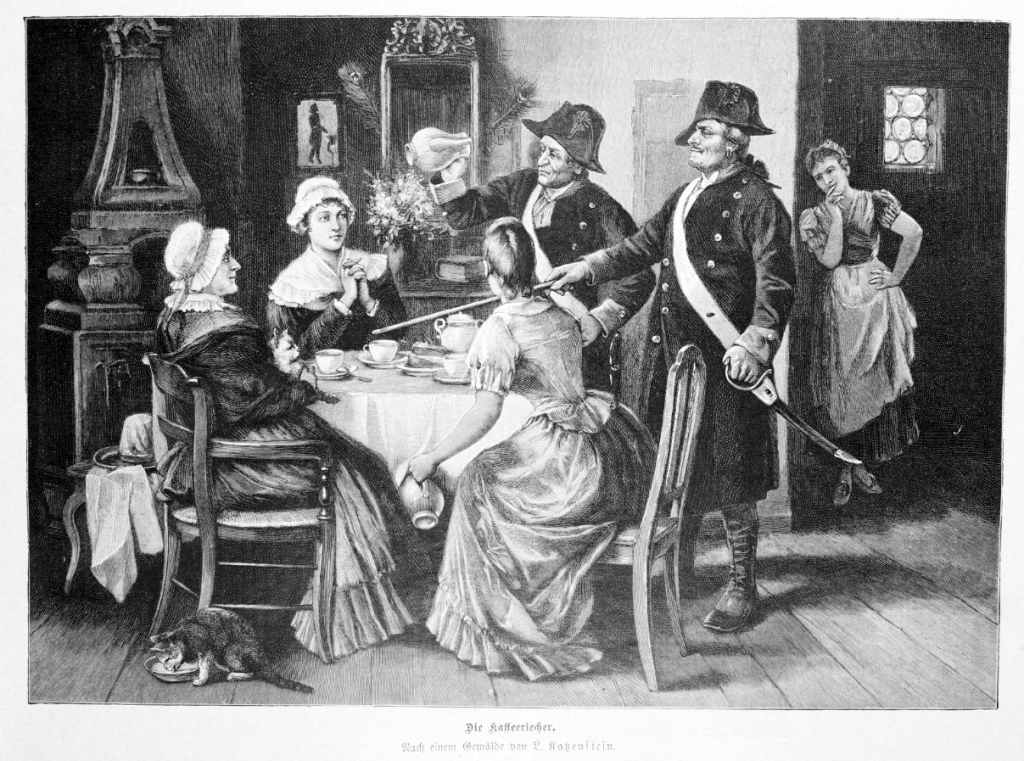 "Die Kaffeeriecher" (The Coffee Sniffers). After a painting by L. Katzenstein